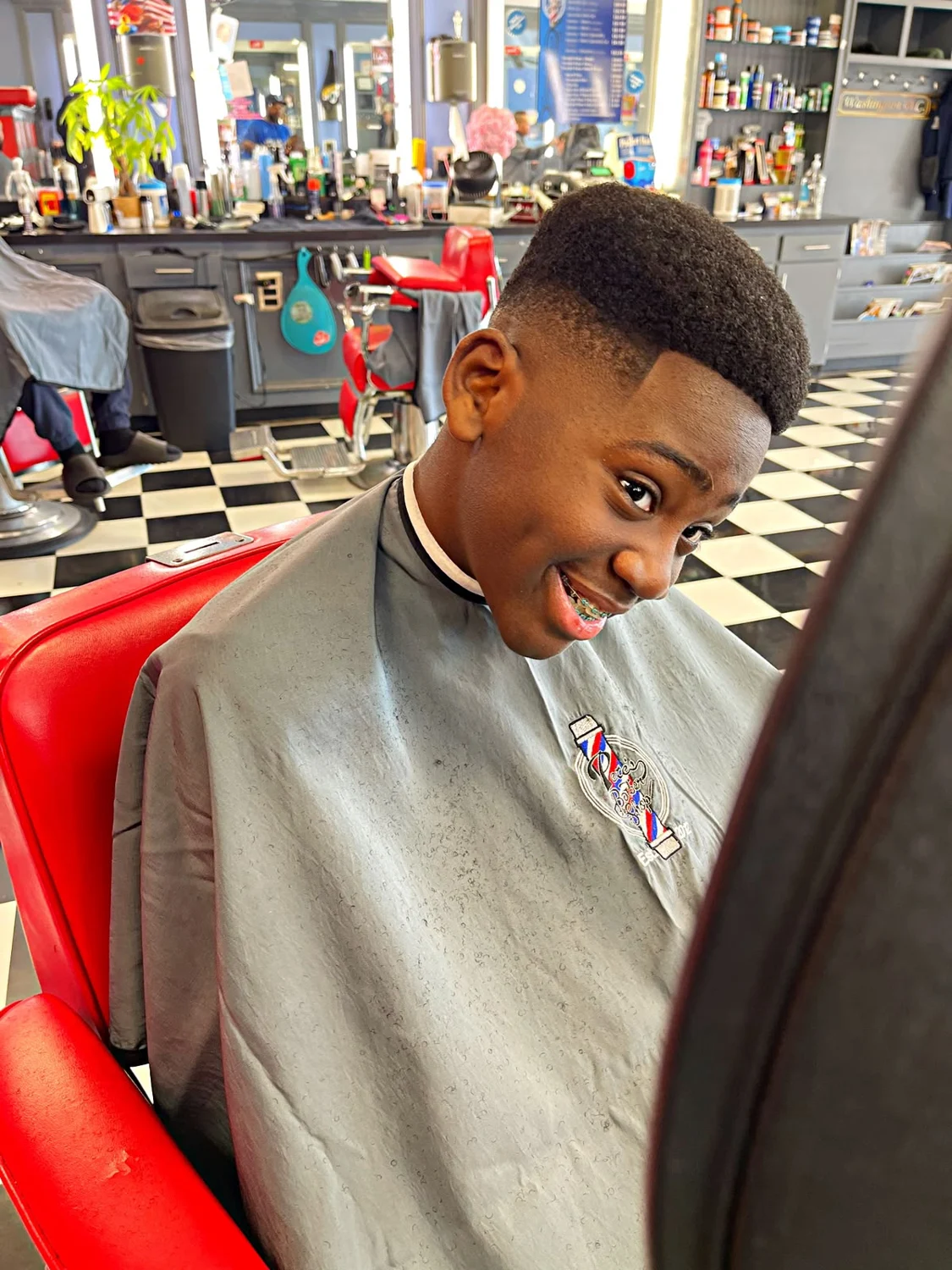 Finished haircut with a clean shaped hairline