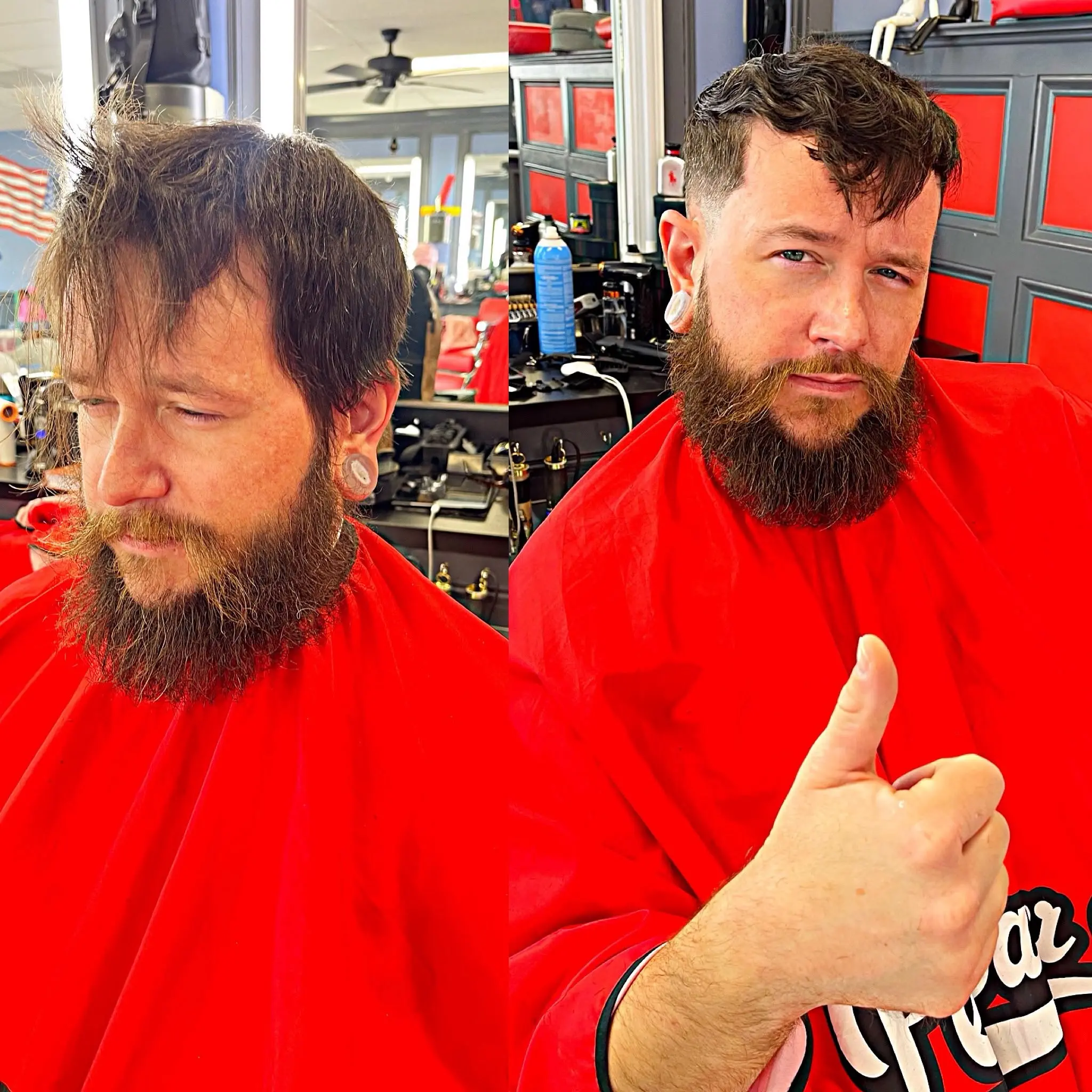 Before and after beard and haircut transformation